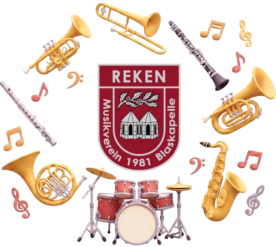 Blaskapelle Reken Logo mit Instrumenten